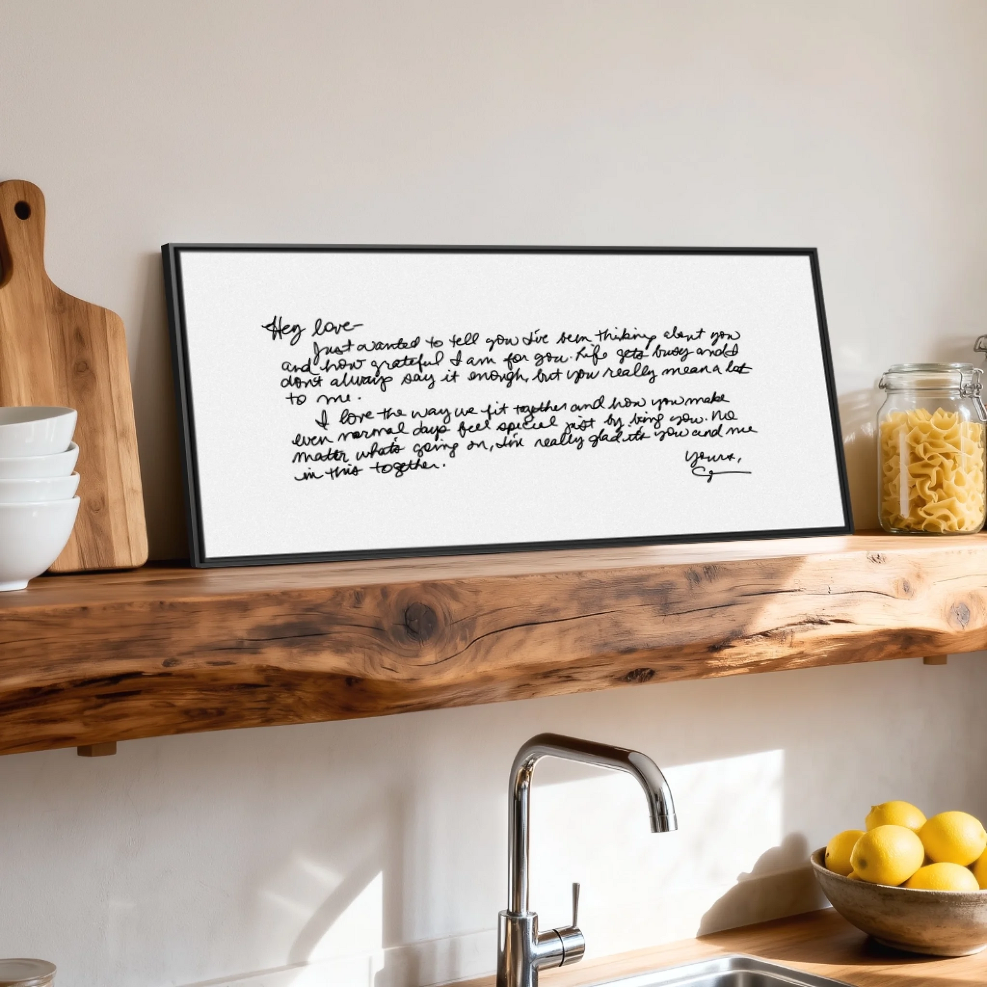 Shelf over kitchen sink black framed wide format 2.1
