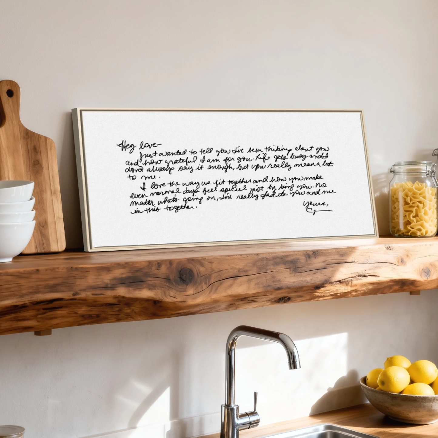 Shelf over kitchen sink natural framed wide format 2.1
