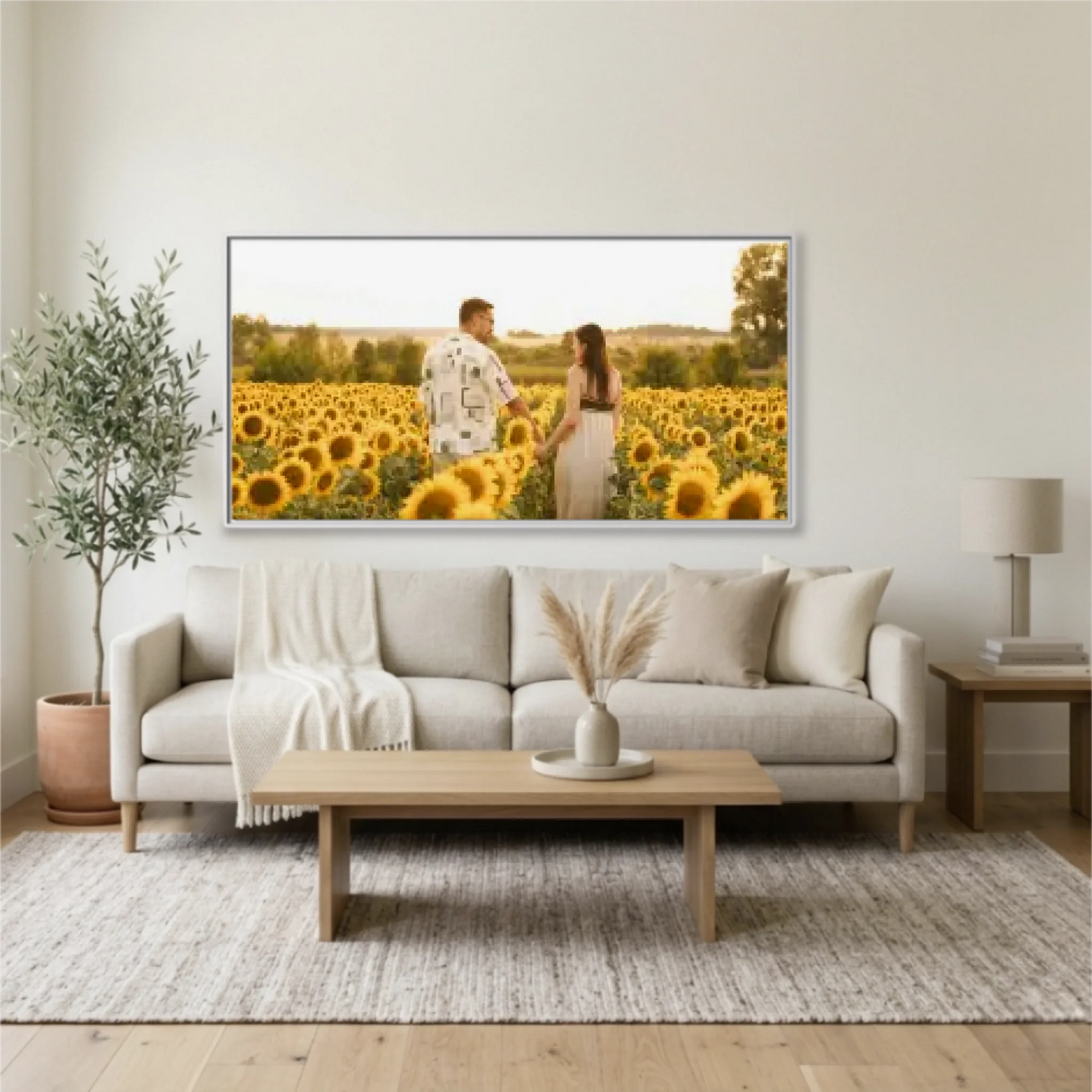 Living Room White Framed Wide Format 2.1 Mockup