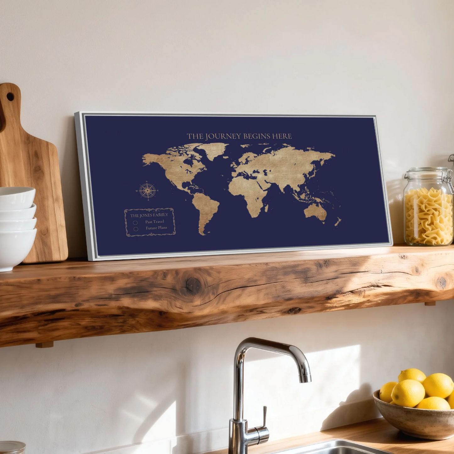 Shelf over kitchen sink white framed wide format 2.1