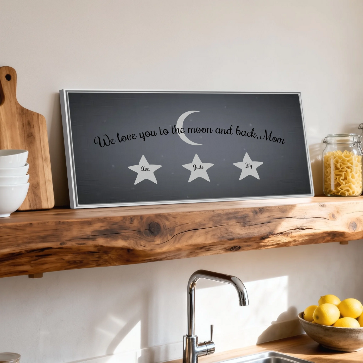 Shelf over kitchen sink white framed wide format 2.1