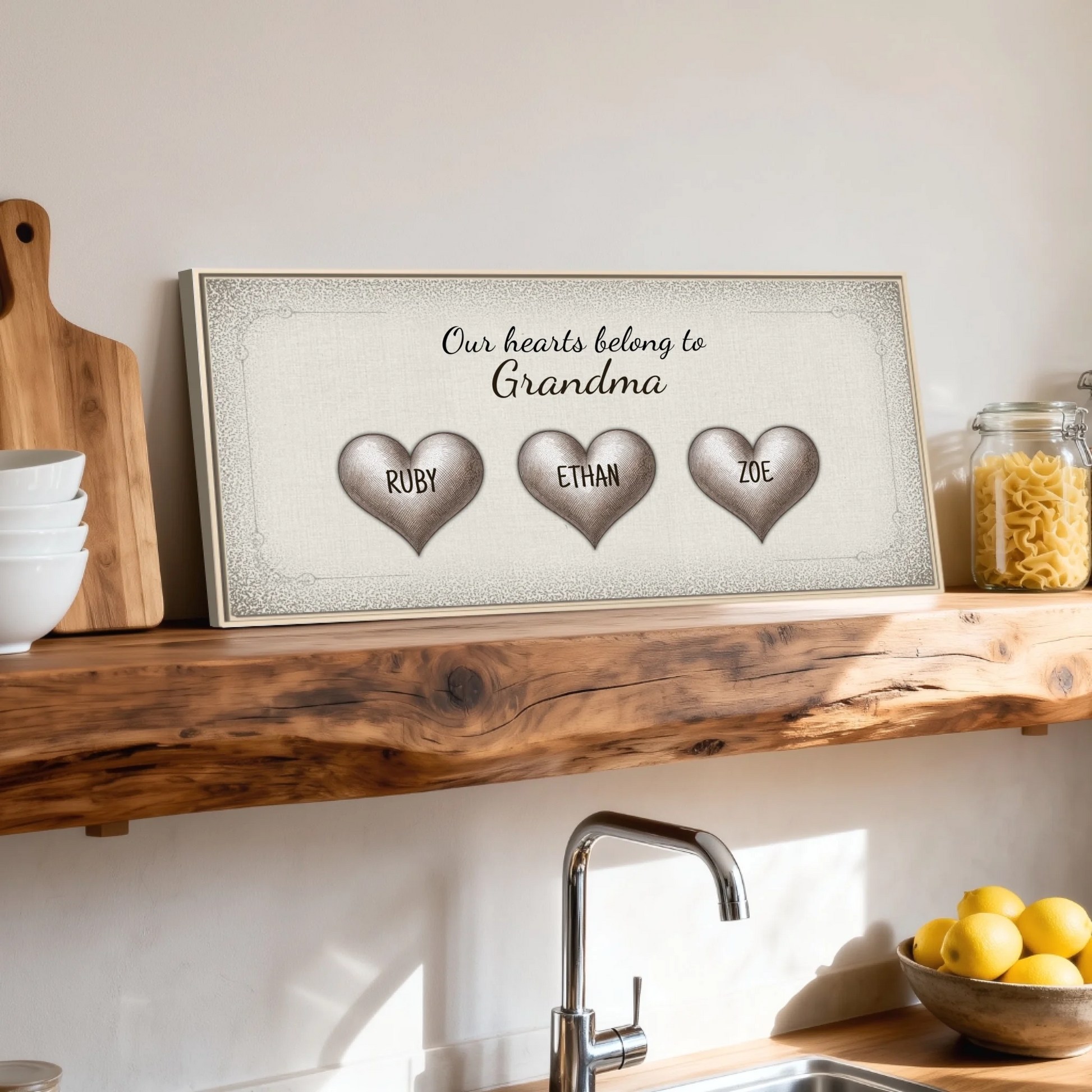 Shelf over kitchen sink natural framed wide format 2.1