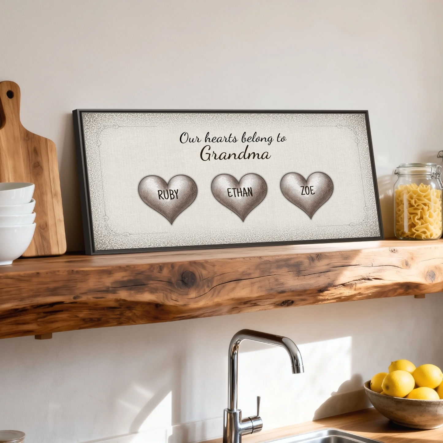 Shelf over kitchen sink espresso framed wide format 2.1