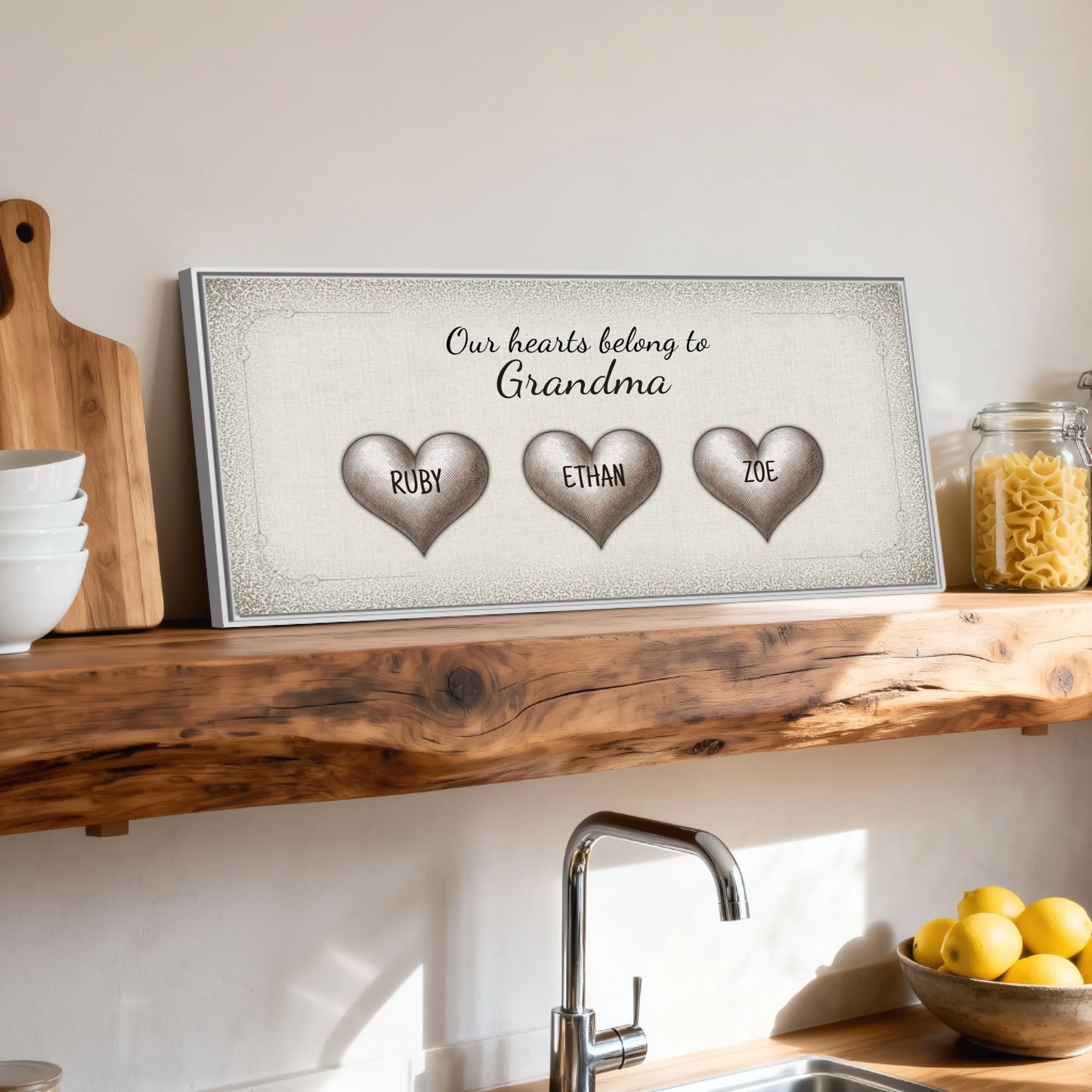 Shelf over kitchen sink white framed wide format 2.1