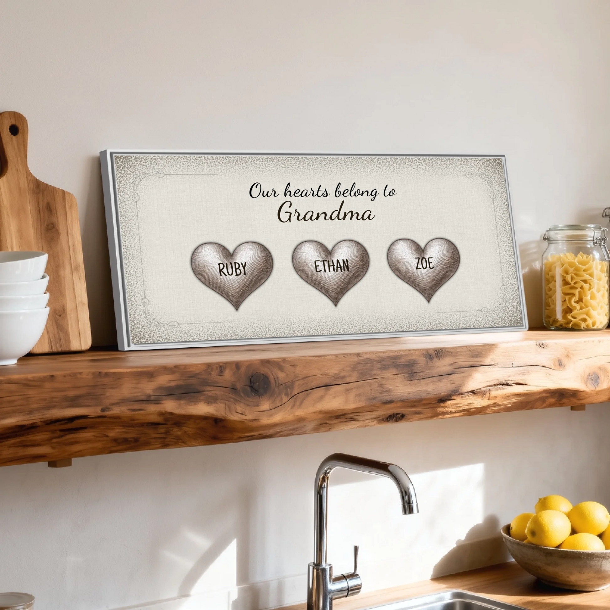Shelf over kitchen sink white framed wide format 2.1