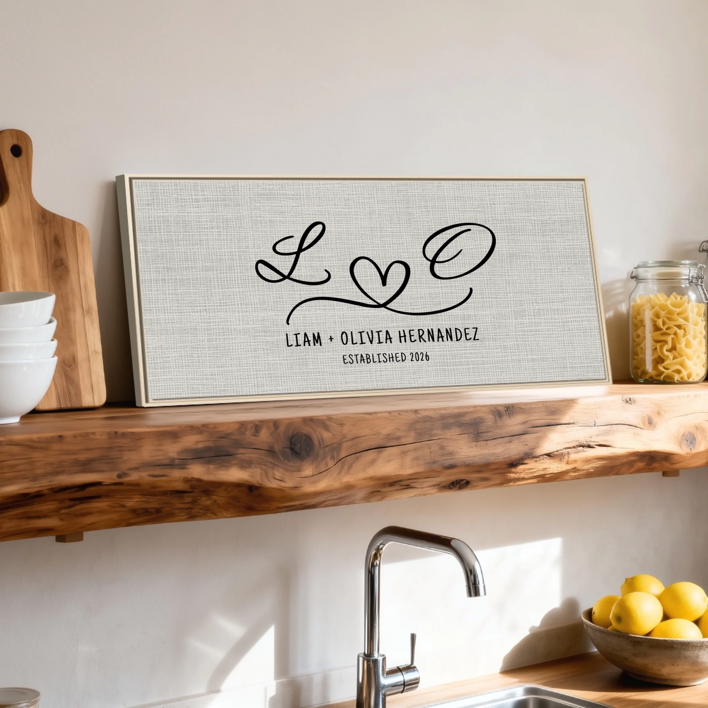 Shelf over kitchen sink natural framed wide format 2.1