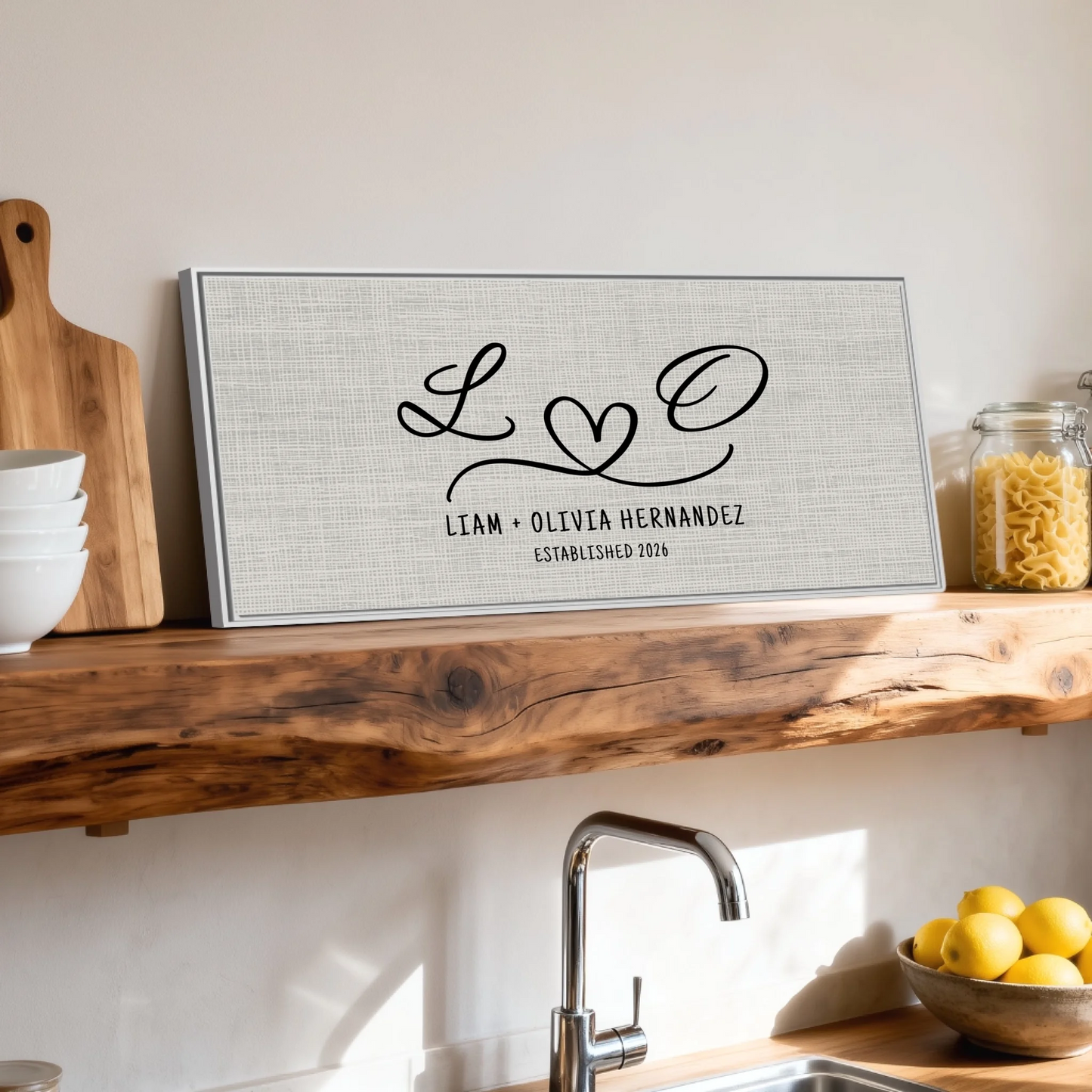 Shelf over kitchen sink white framed wide format 2.1