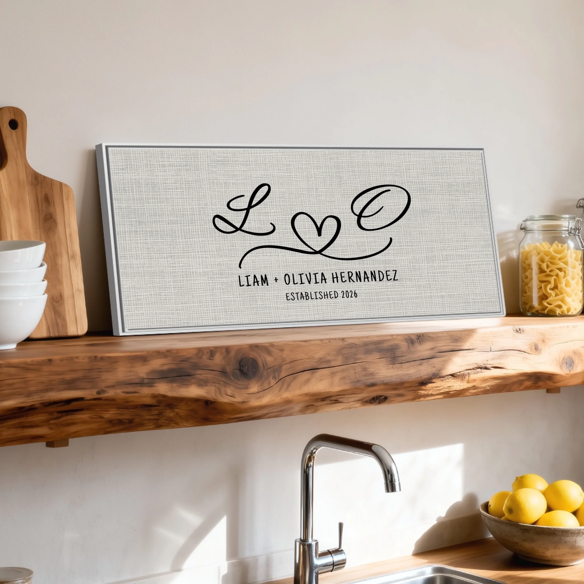 Shelf over kitchen sink white framed wide format 2.1