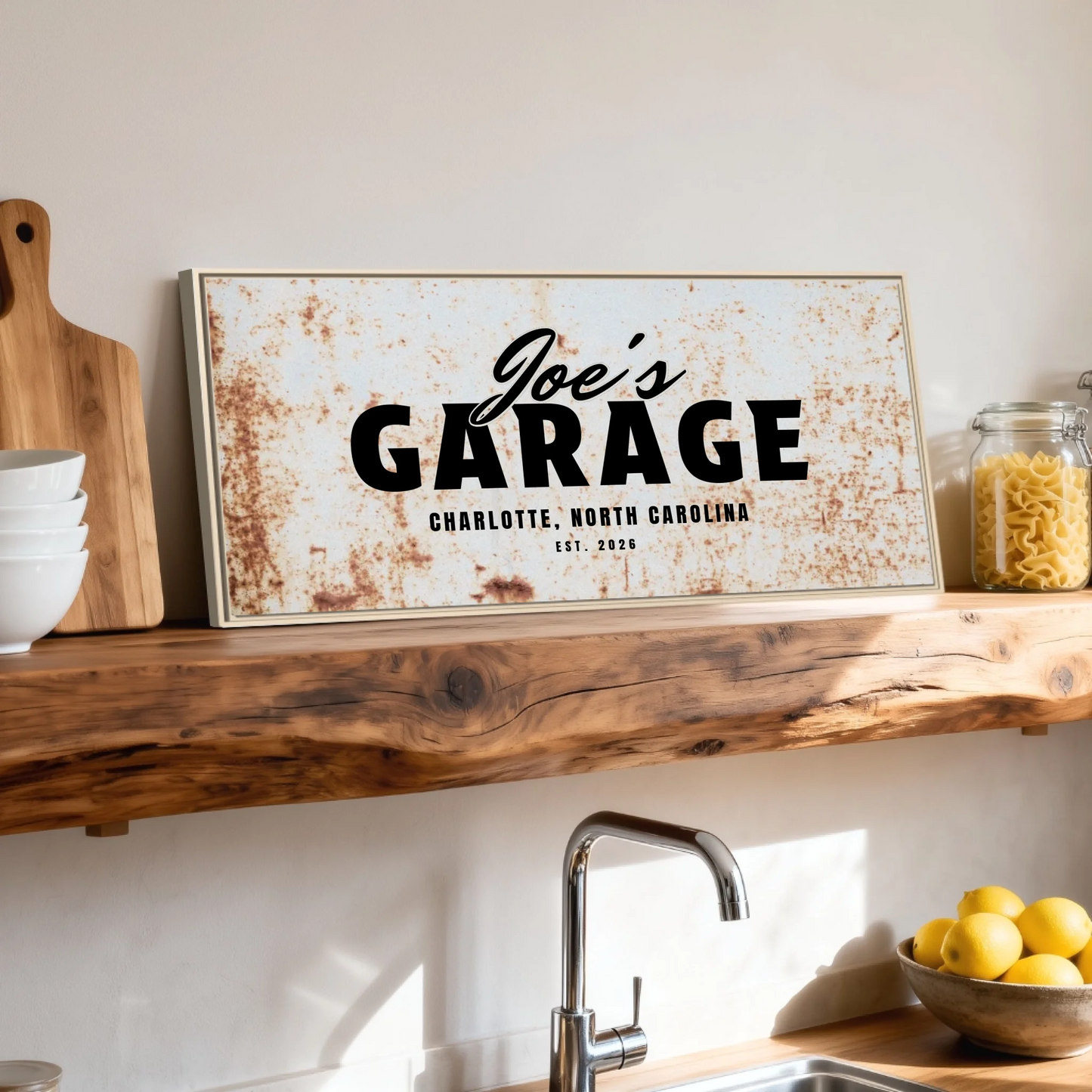 Shelf over kitchen sink natural framed wide format 2.1