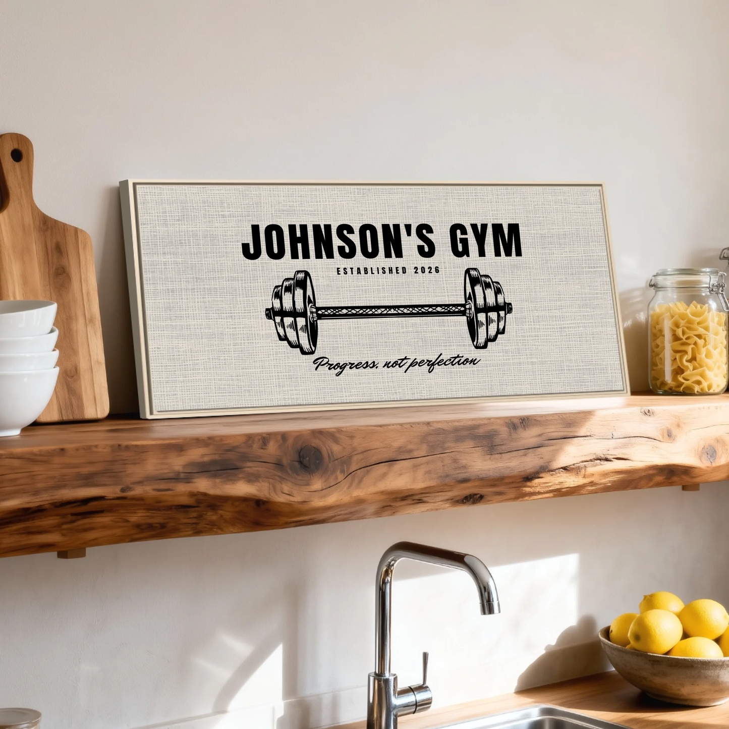 Shelf over kitchen sink natural framed wide format 2.1