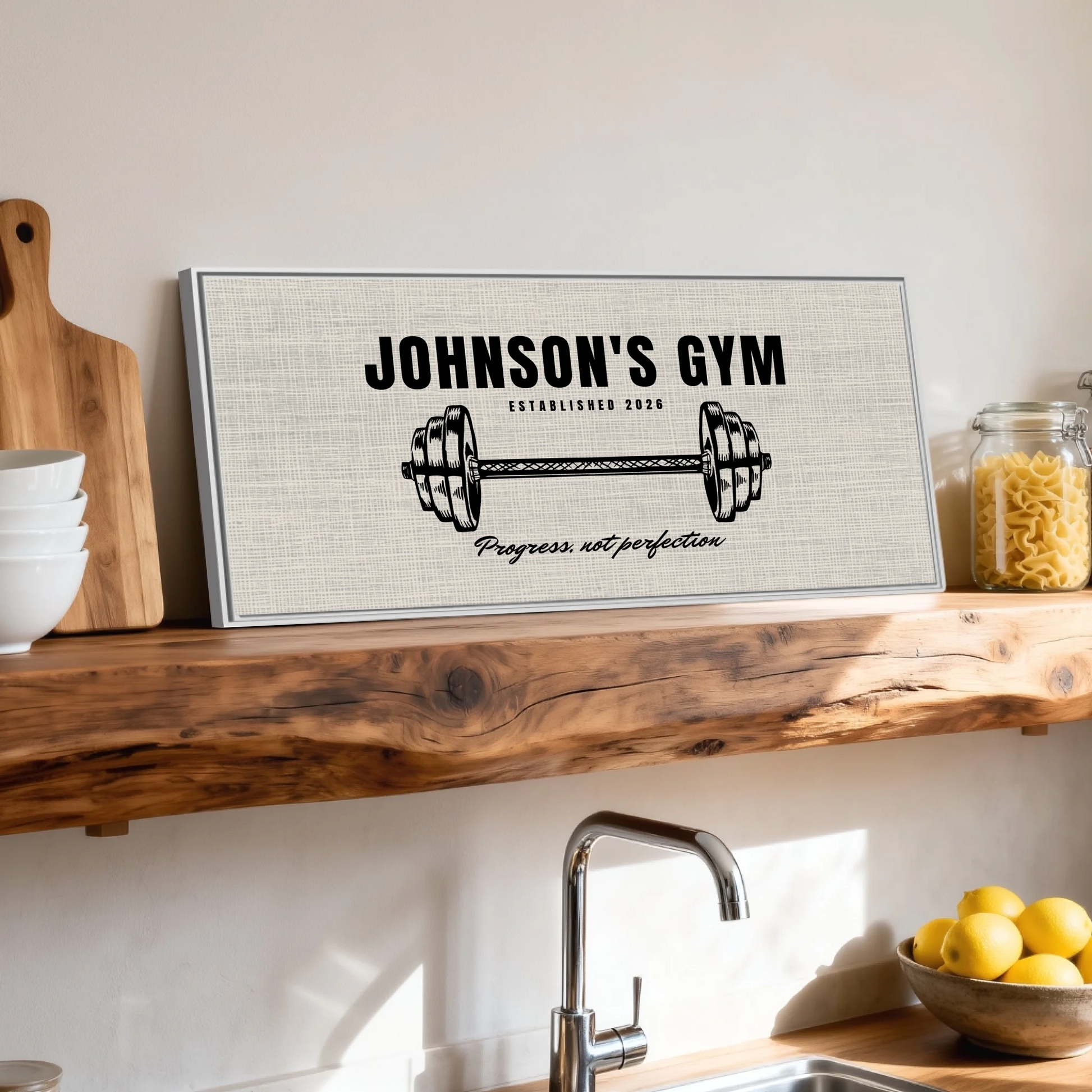 Shelf over kitchen sink white framed wide format 2.1