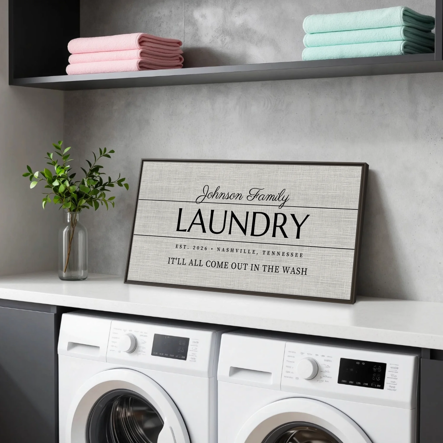 Laundry Espresso Framed Wide Format 2.1