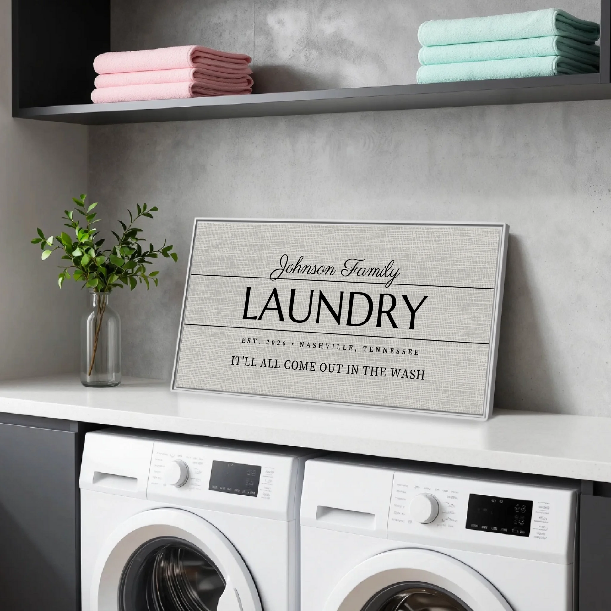 Laundry White Framed Wide Format 2.1