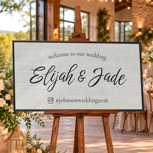 Wedding Sign Blk WF 2.1 Lifestyle Closeup Mockup