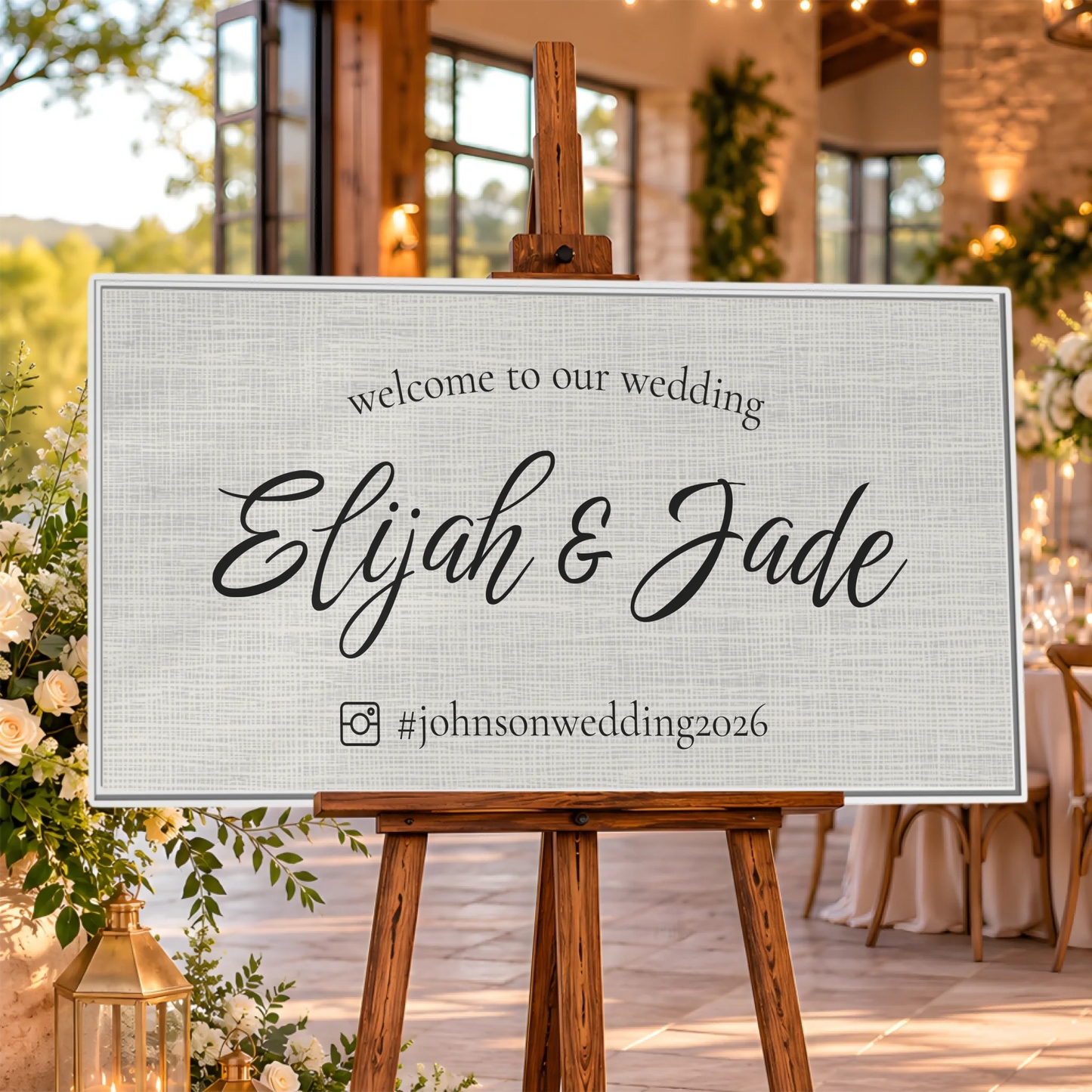 Wedding Sign Wt WF 2.1 Lifestyle Closeup Mockup