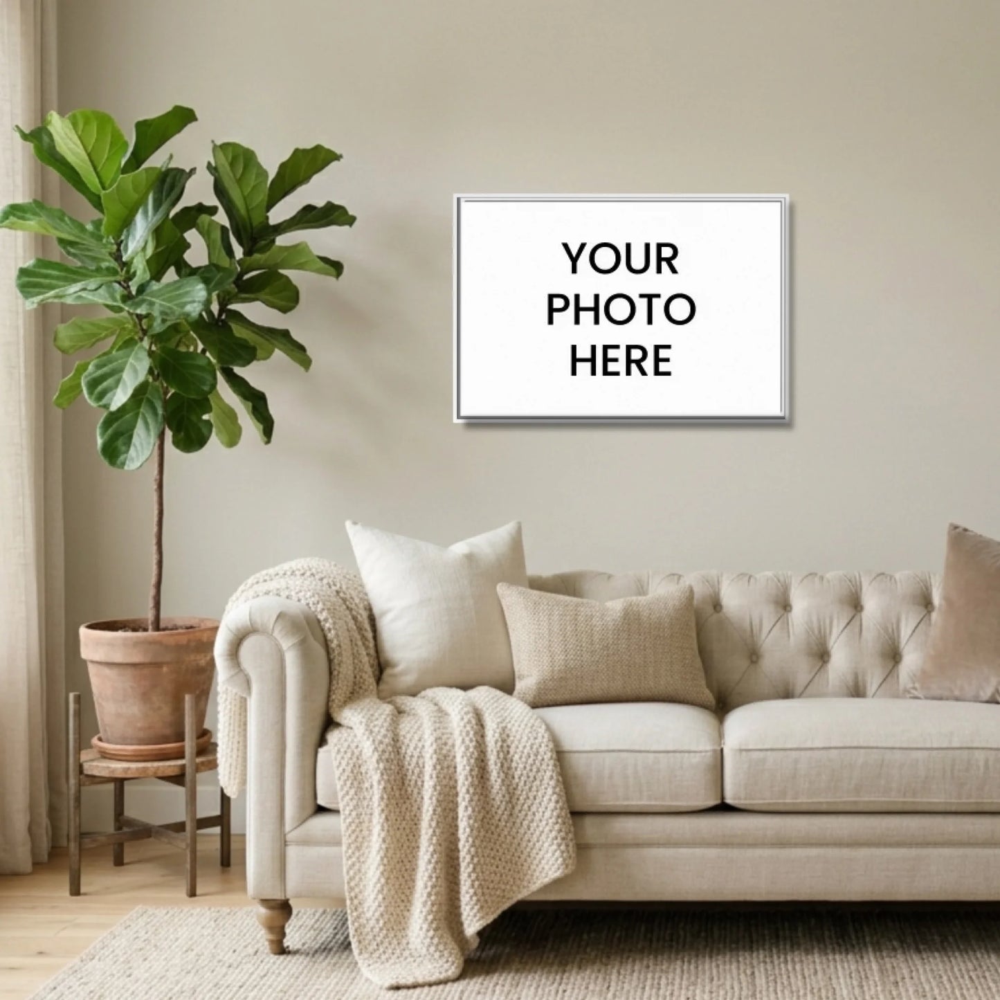 White framed 36x24 Horizontal Canvas (2.3) Lifestyle Mockup