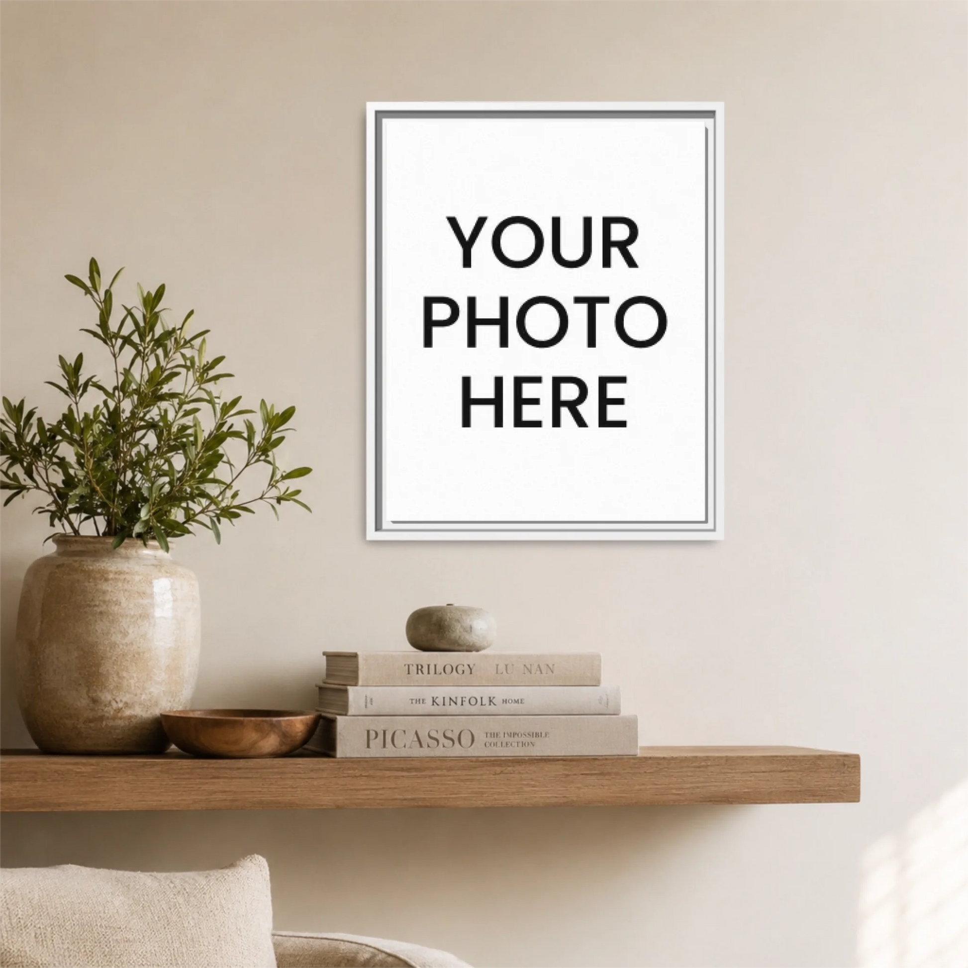 White Framed 16x20 Vertical Canvas (4.5) Mockup For TIB
