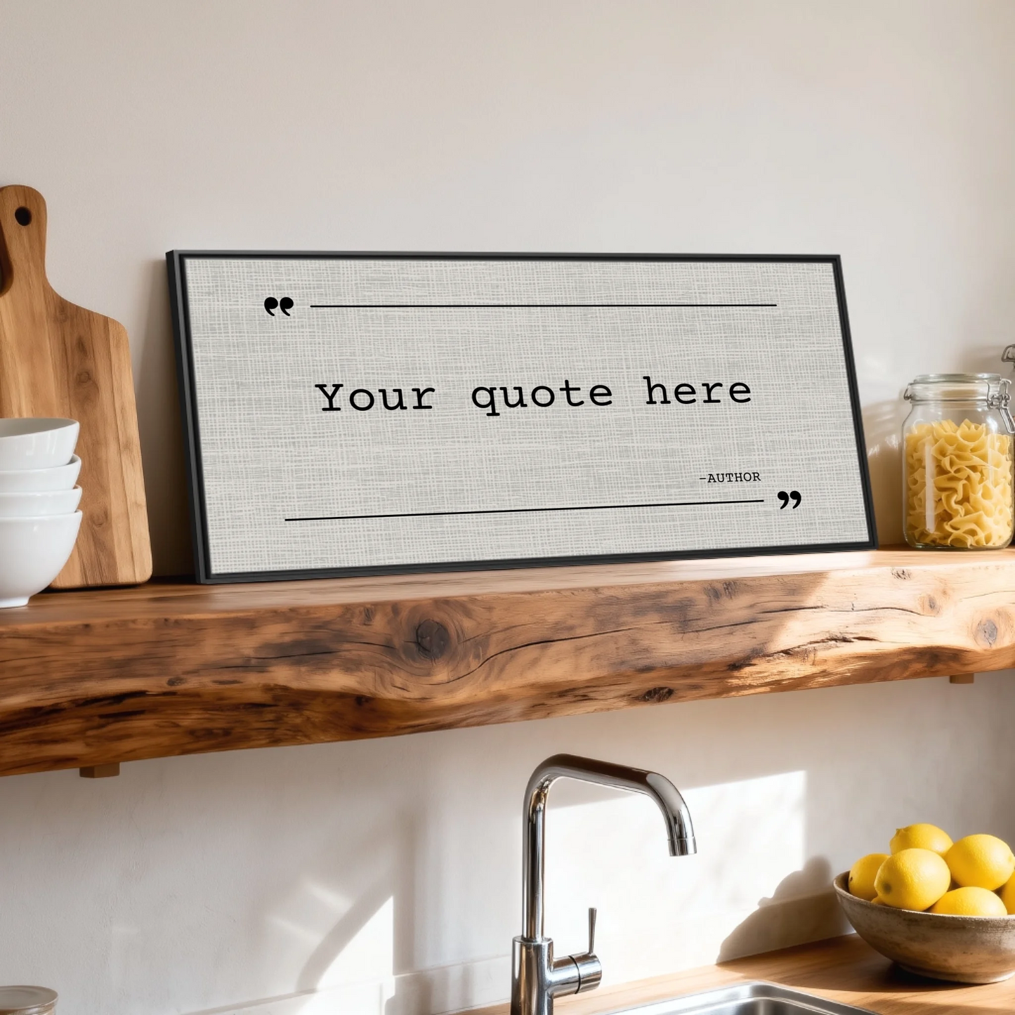 Shelf over kitchen sink black framed wide format 2.1