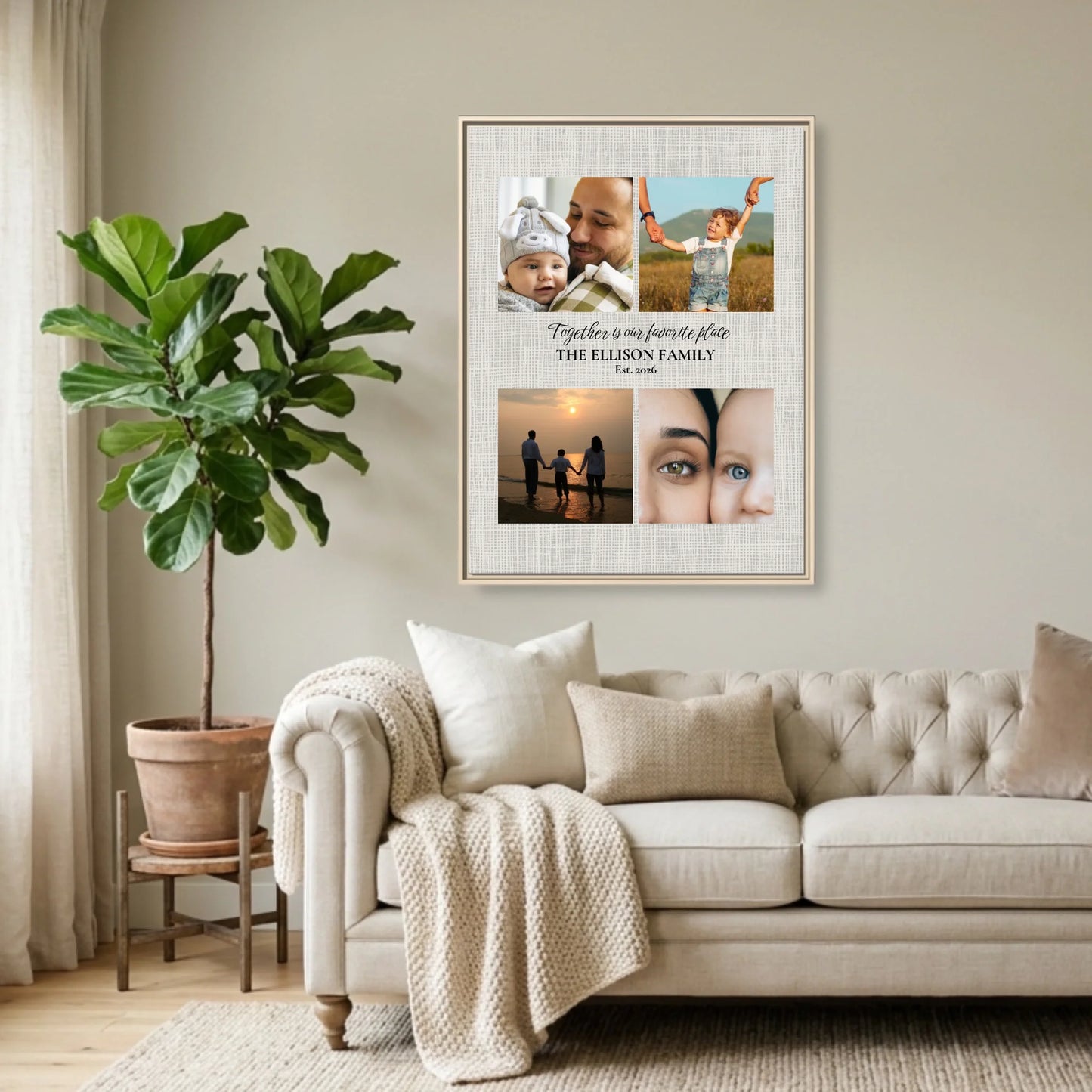 Natural Framed 30x40 (3.4) Vertical Rectangular Canvas