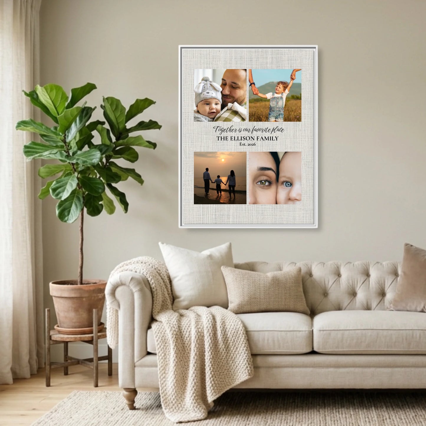 White Framed 30x40 (3.4) Vertical Rectangular Canvas
