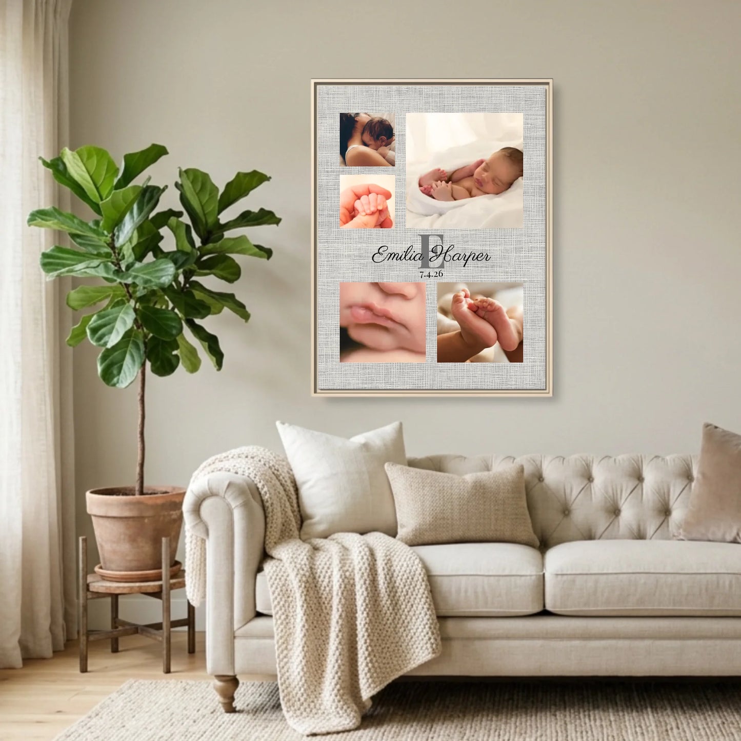 Natural Framed 30x40 (3.4) Vertical Rectangular Canvas
