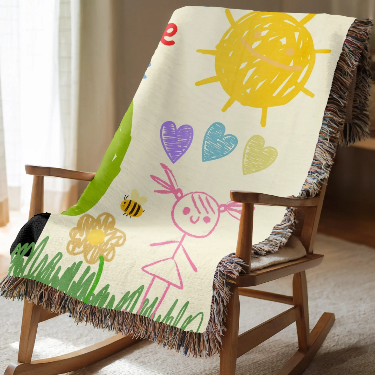 Your Child's Drawing Blanket - Upload Your Child's Artwork - Personalized