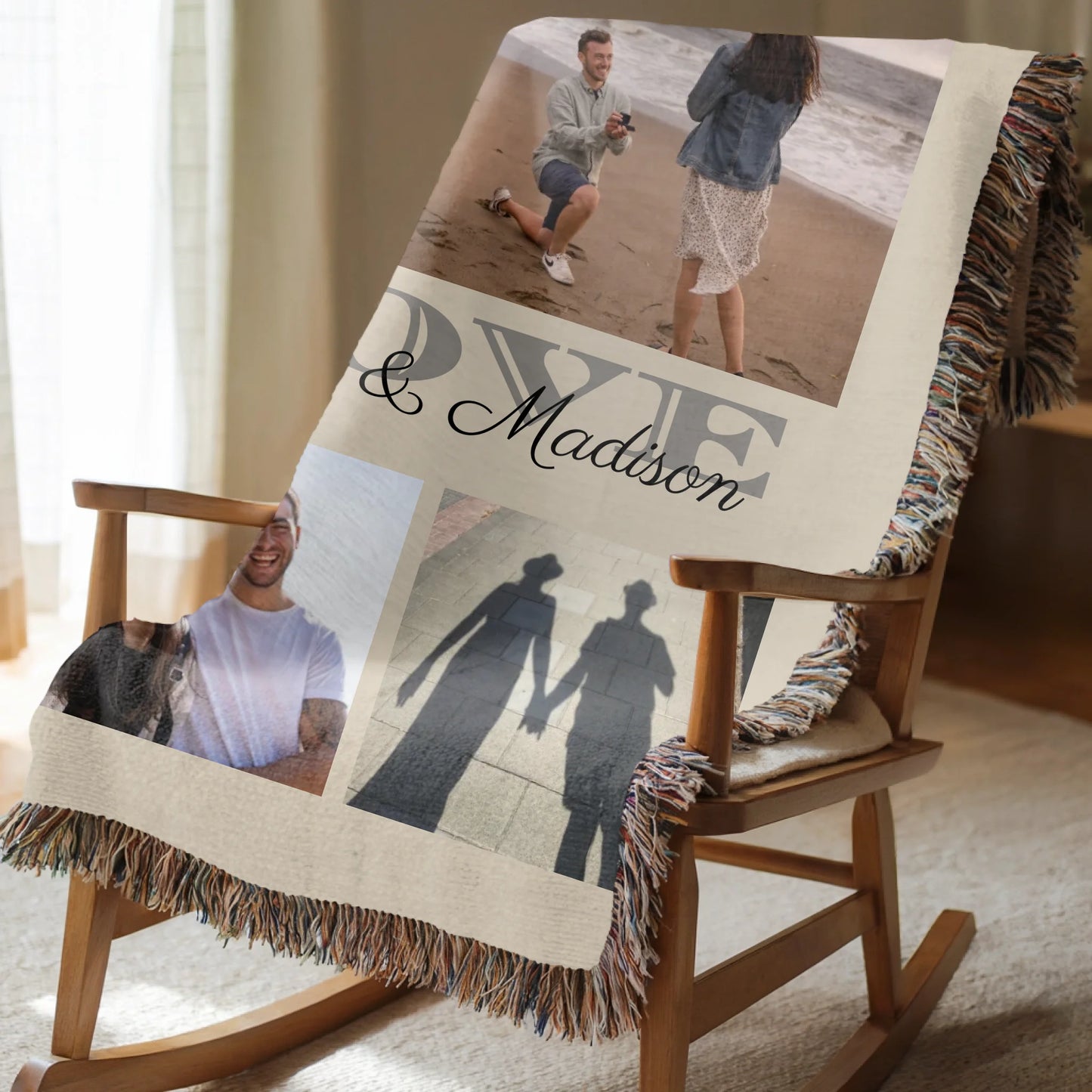 Love 5-Photo Couples Blanket with First Names - Personalized