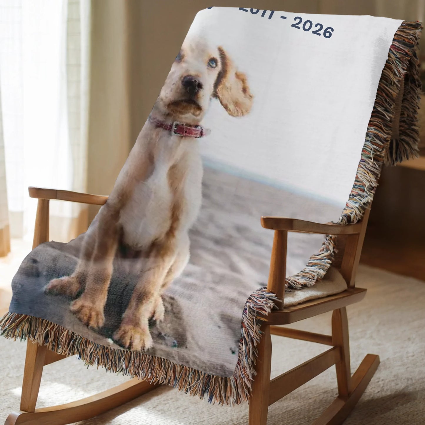 Pet Memorial Photo Blanket with Pet Name, Date/Message - Upload Your Pet's Photo - Personalized