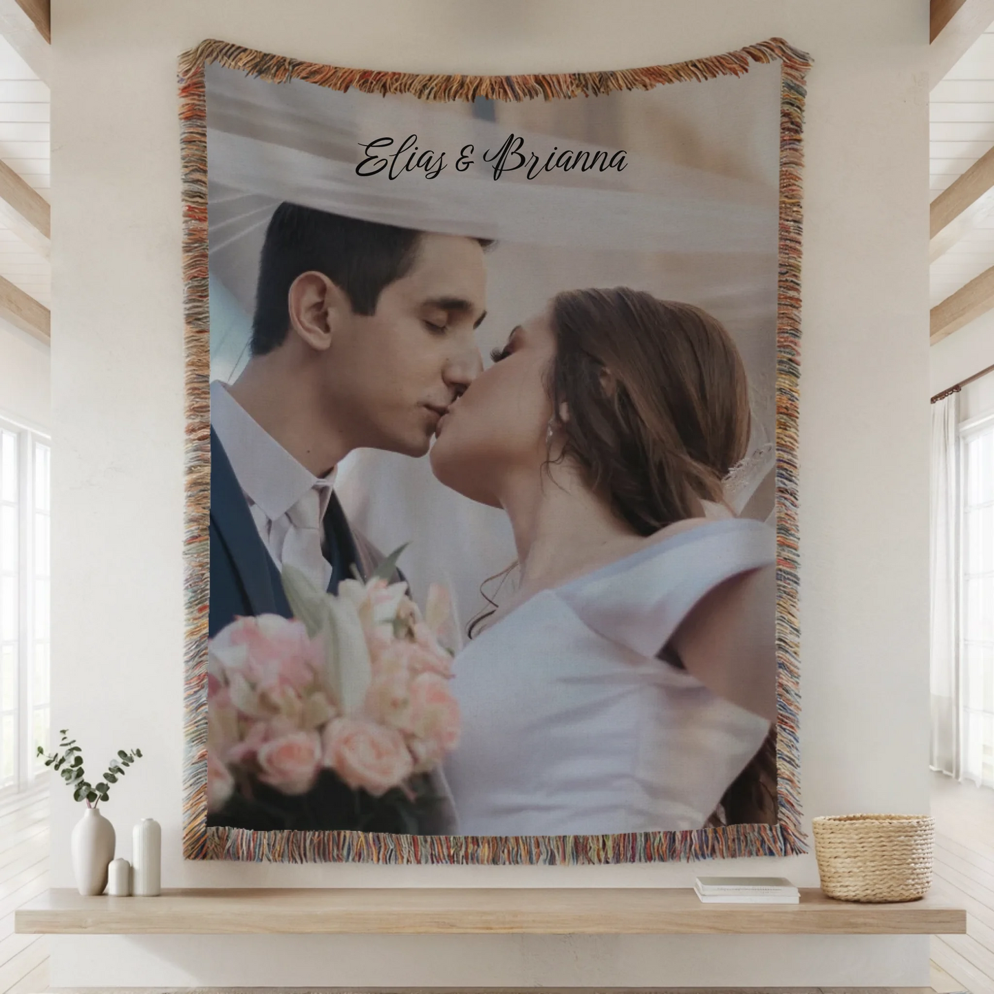 Woven Blanket Lifestyle Closeup Mockup