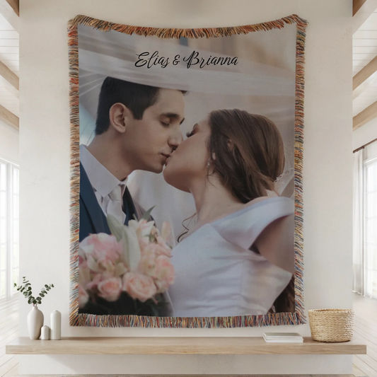 Woven Blanket Lifestyle Closeup Mockup