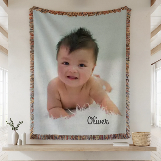 Woven Blanket Lifestyle Closeup Mockup