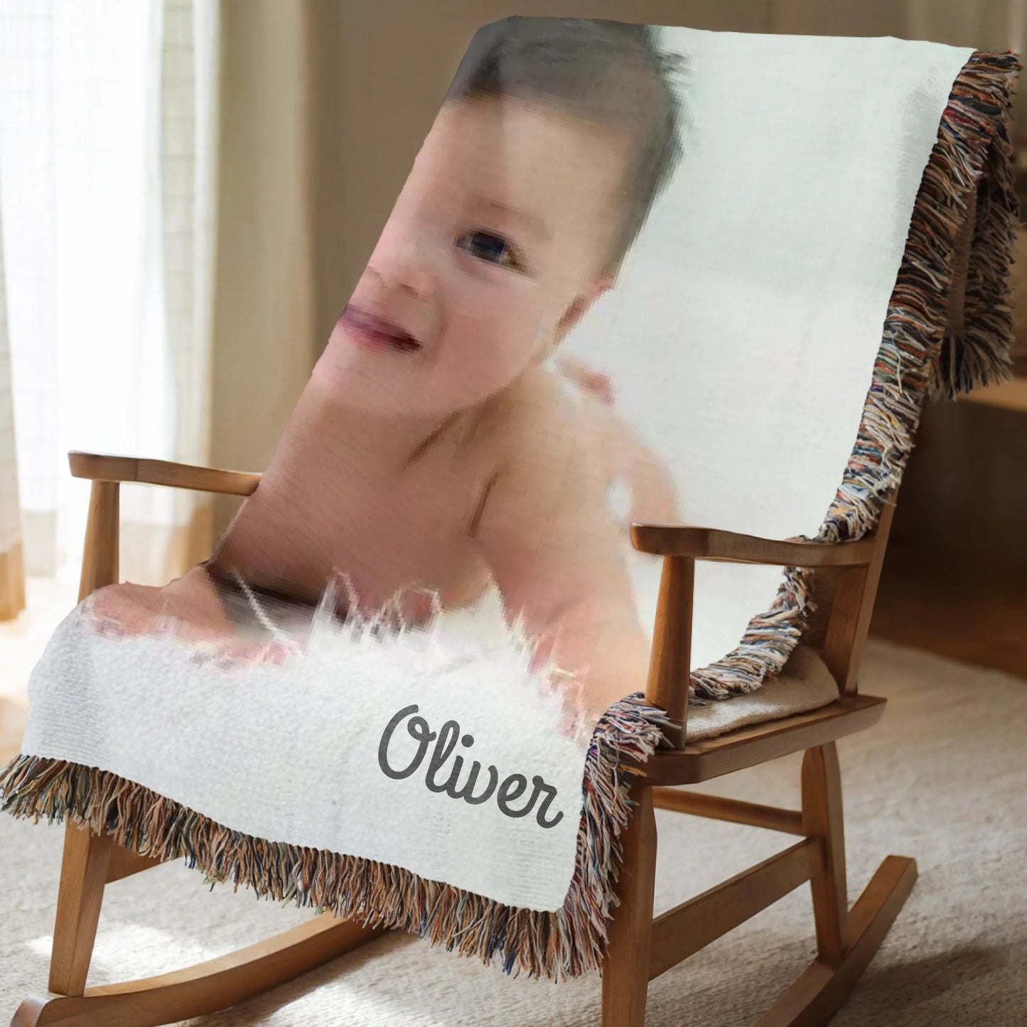 Baby Photo Blanket with Baby Name - Woven or Soft Plush Fleece - Personalized