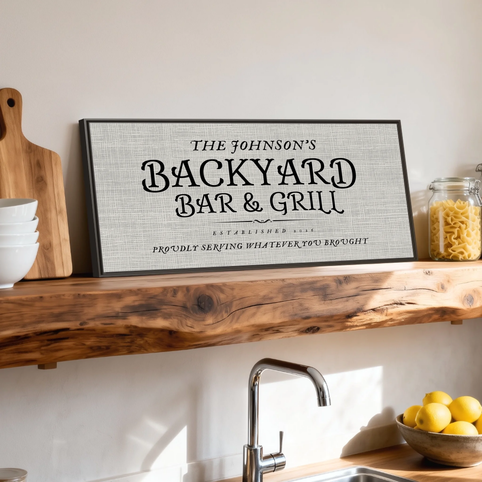 Shelf over kitchen sink espresso framed wide format 2.1