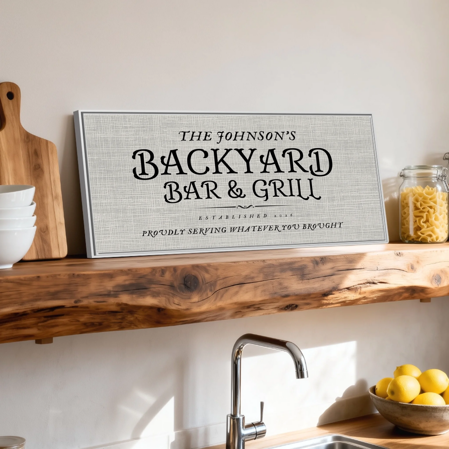 Shelf over kitchen sink white framed wide format 2.1