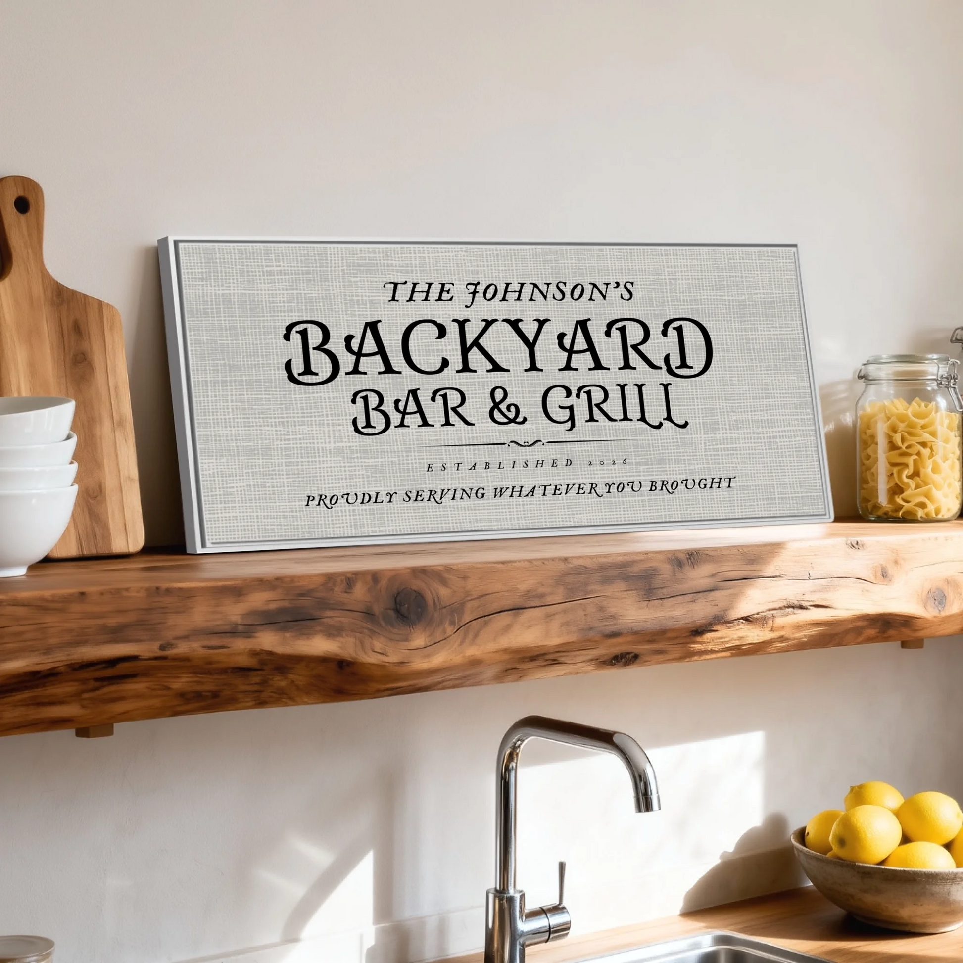 Shelf over kitchen sink white framed wide format 2.1