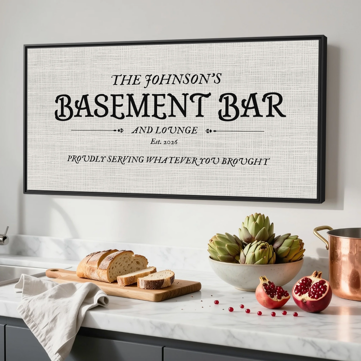 Kitchen Black Framed Wide Format 2.1 Canvas Mockup
