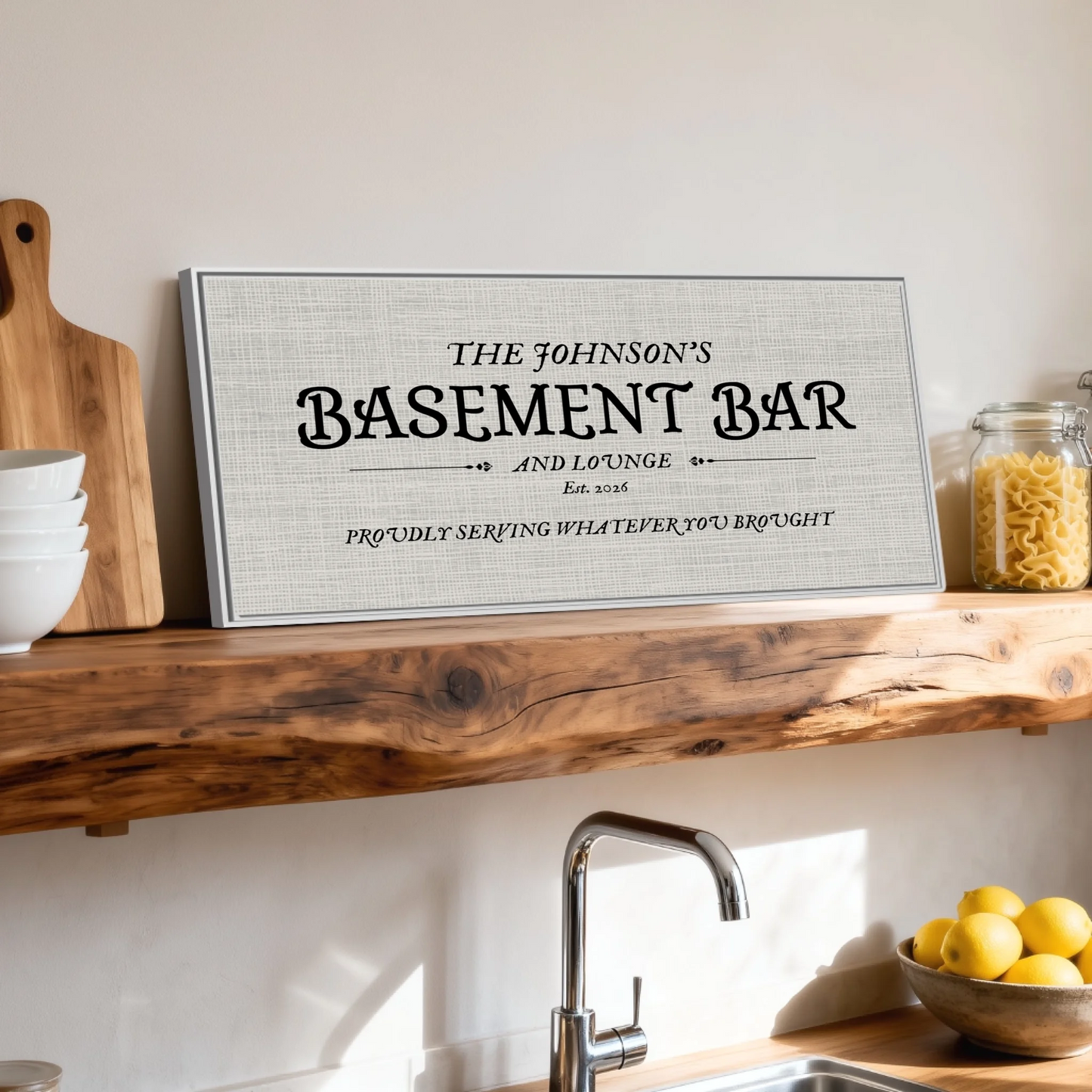 Shelf over kitchen sink white framed wide format 2.1