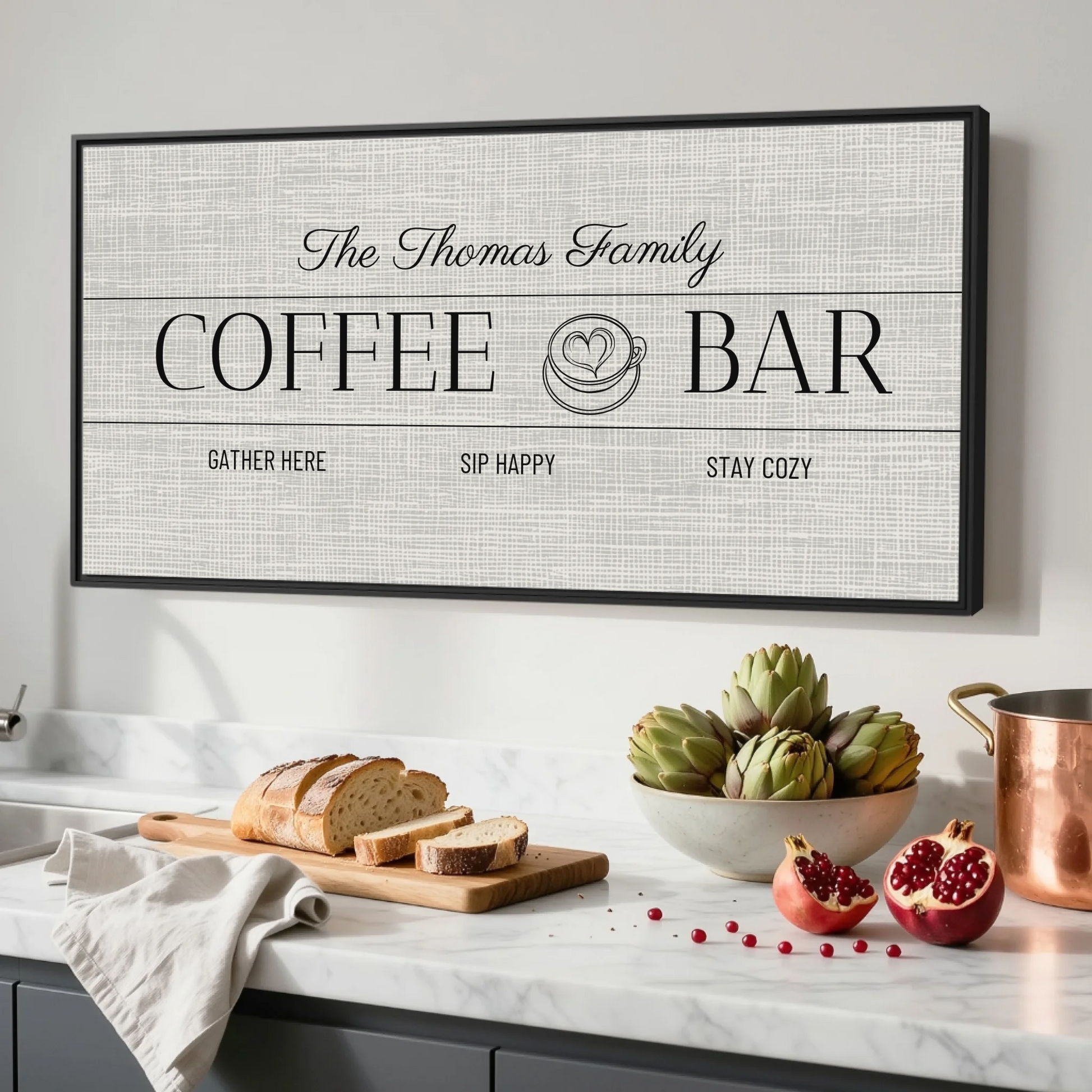 Kitchen Black Framed Wide Format 2.1 Canvas Mockup