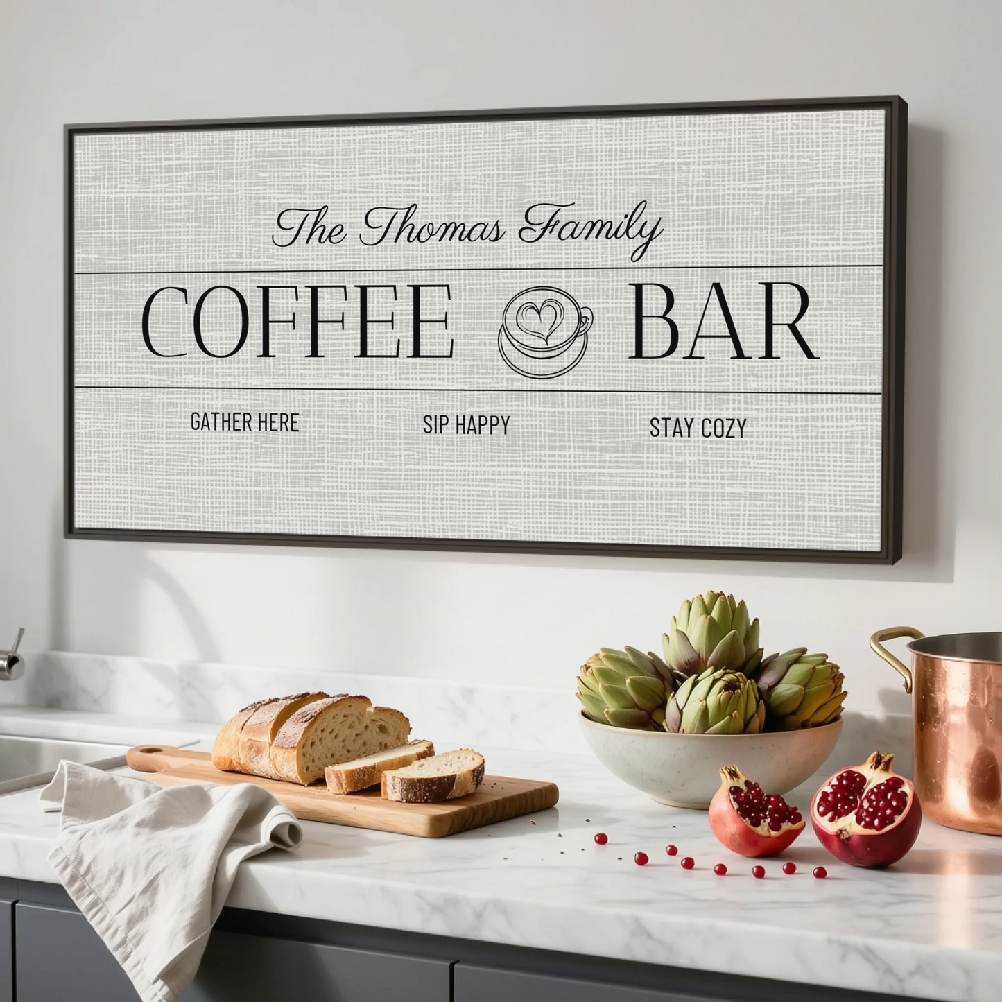 Kitchen Espresso Framed Wide Format 2.1 Canvas Mockup