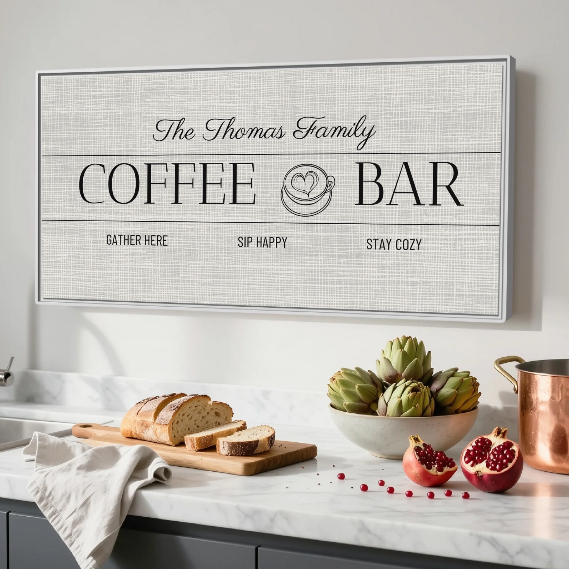 Kitchen White Framed Wide Format 2.1 Canvas Mockup