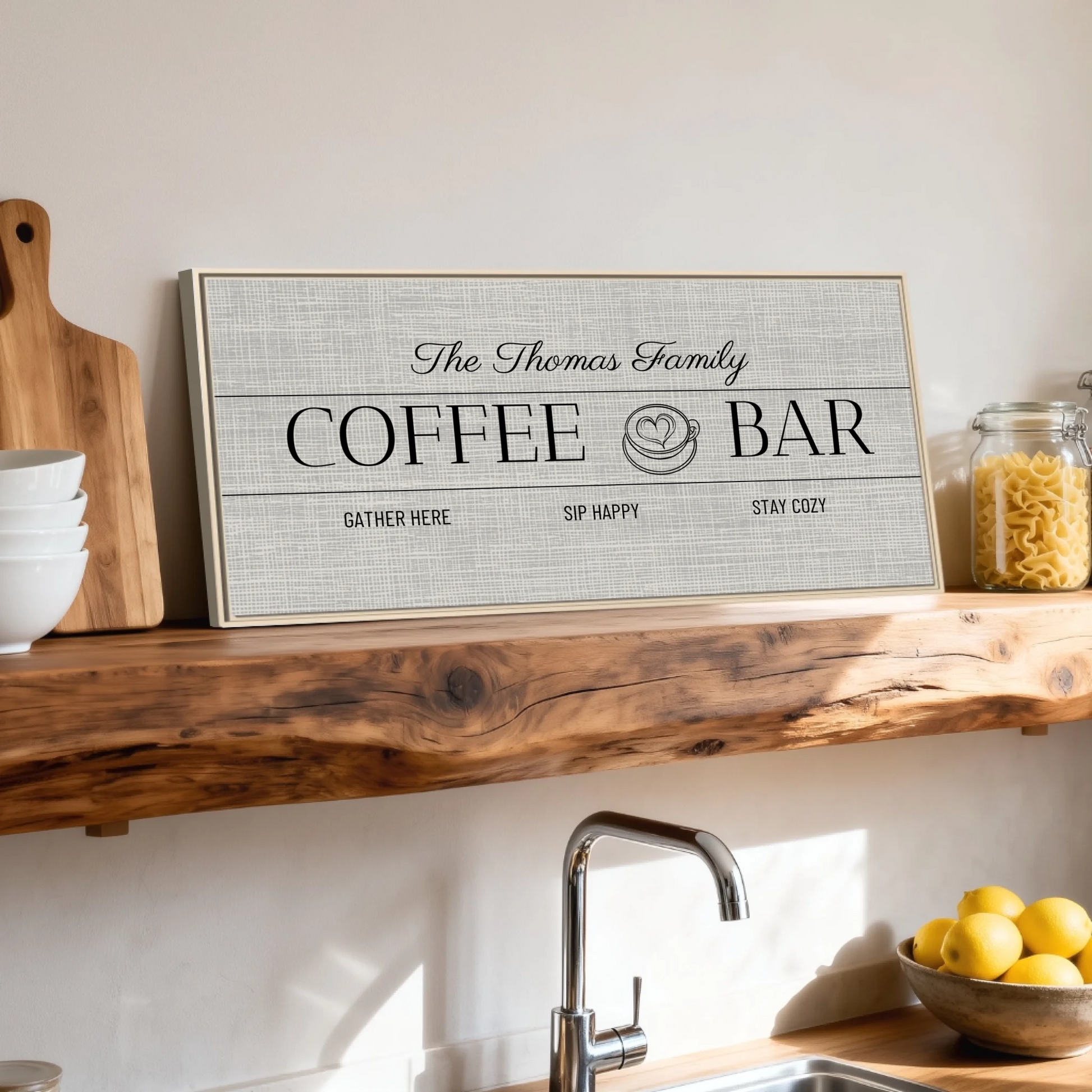 Shelf over kitchen sink natural framed wide format 2.1