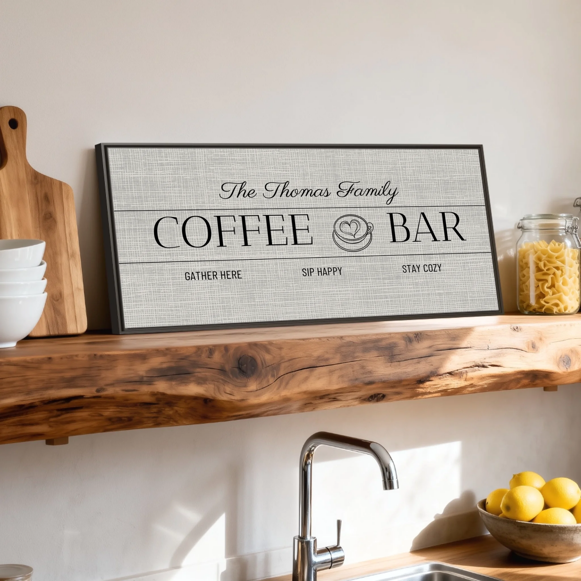 Shelf over kitchen sink espresso framed wide format 2.1