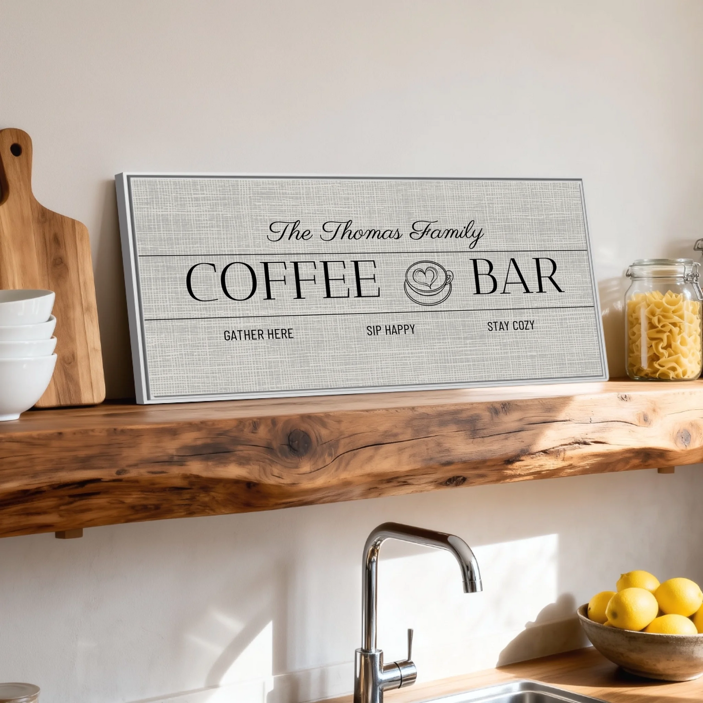 Shelf over kitchen sink white framed wide format 2.1