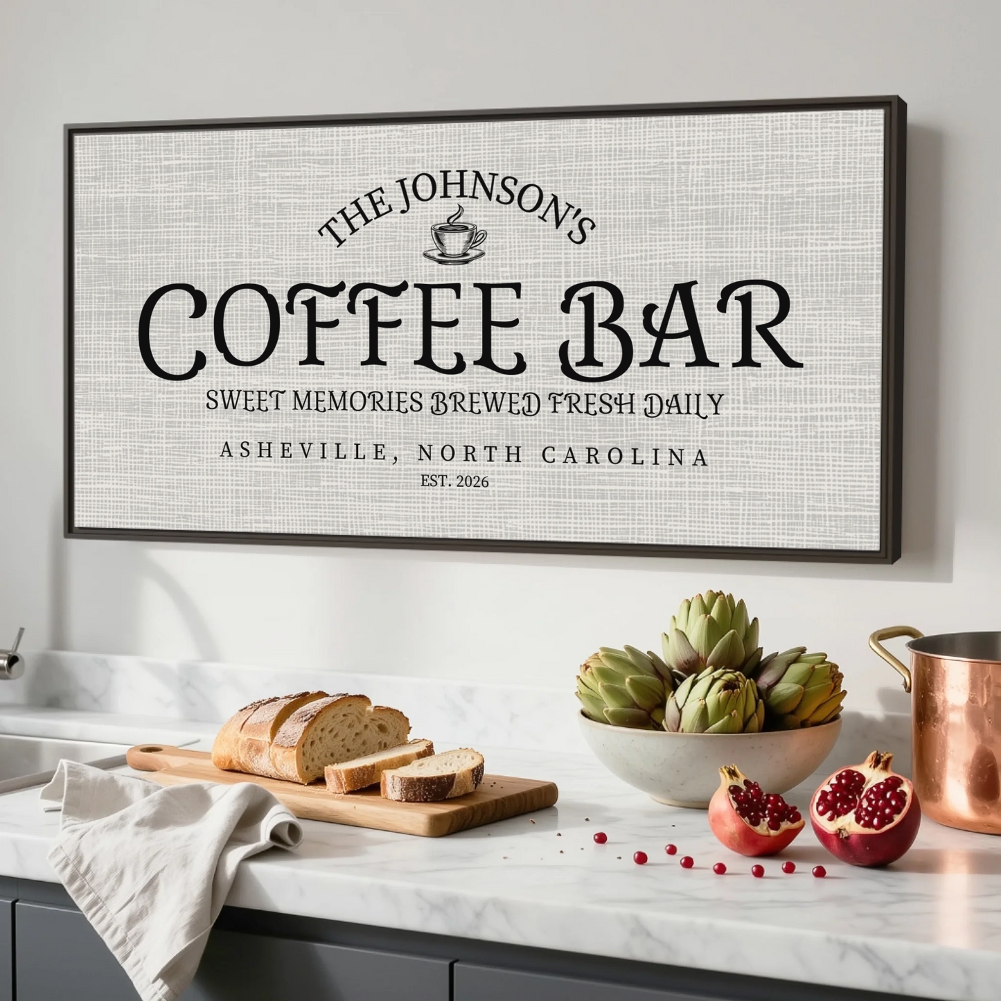 Kitchen Espresso Framed Wide Format 2.1 Canvas Mockup