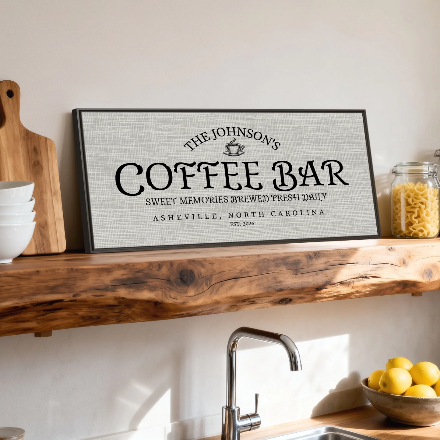 Shelf over kitchen sink espresso framed wide format 2.1