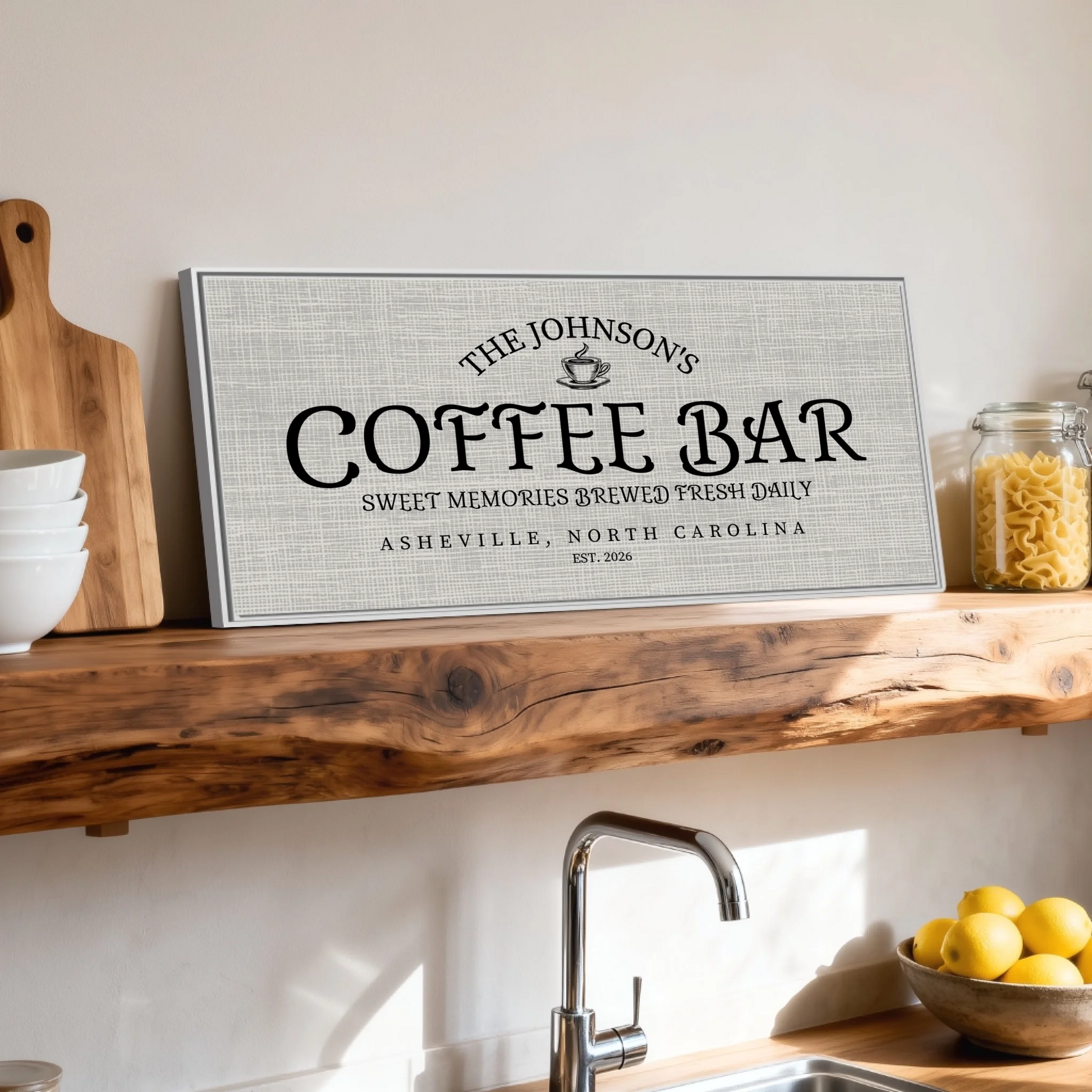 Shelf over kitchen sink white framed wide format 2.1