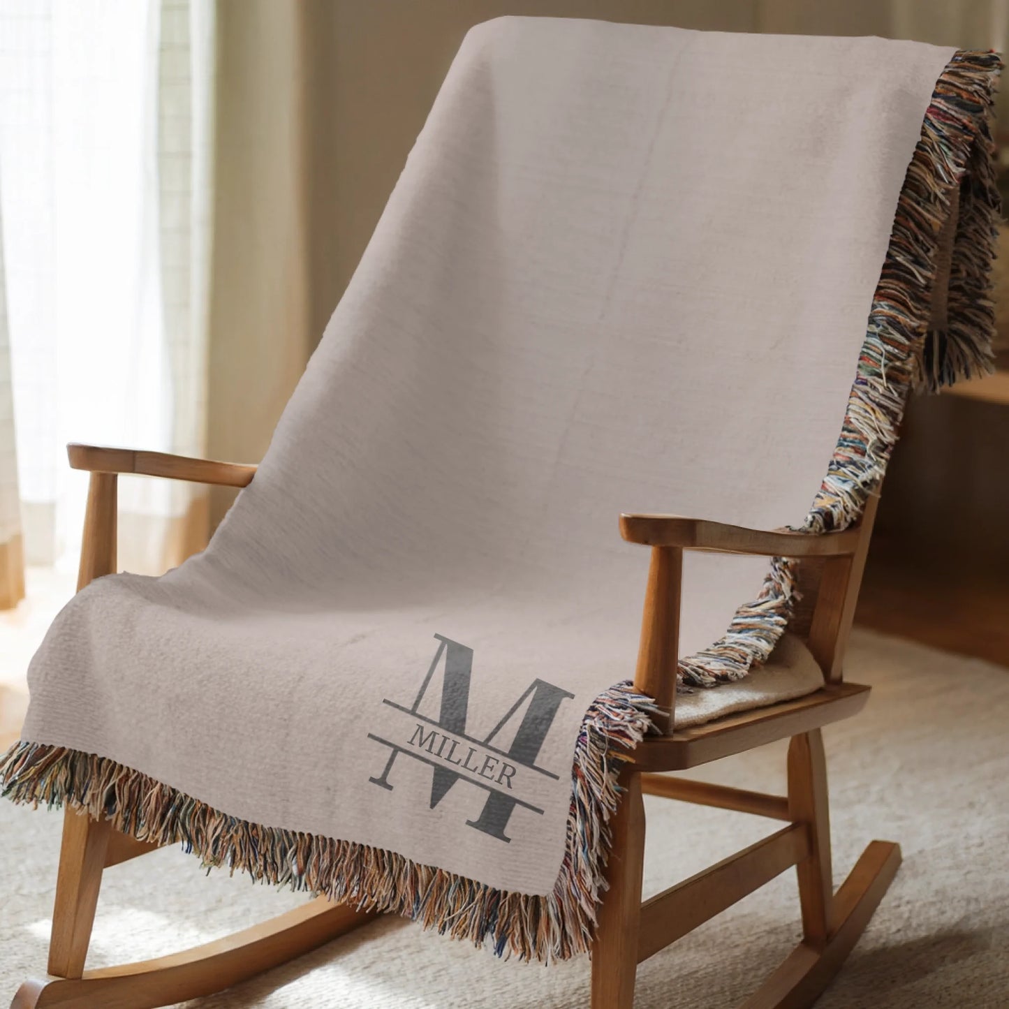 Corner Monogram Initial & Family Last Name Blanket - Personalized