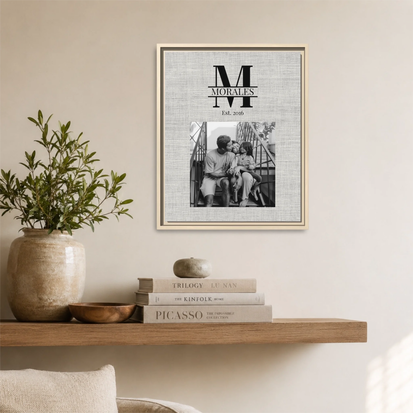 Natural Framed 16x20 Vertical Canvas (4.5) Mockup For TIB