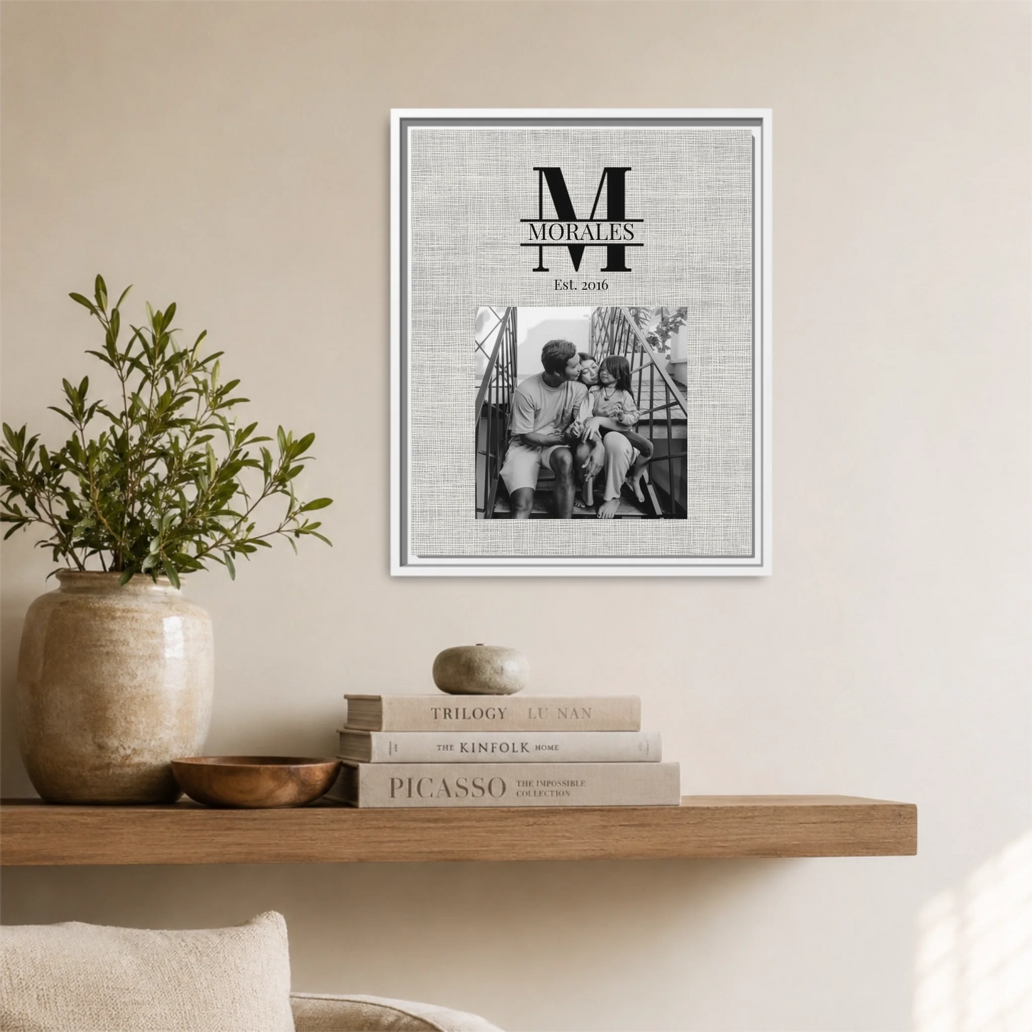 White Framed 16x20 Vertical Canvas (4.5) Mockup For TIB