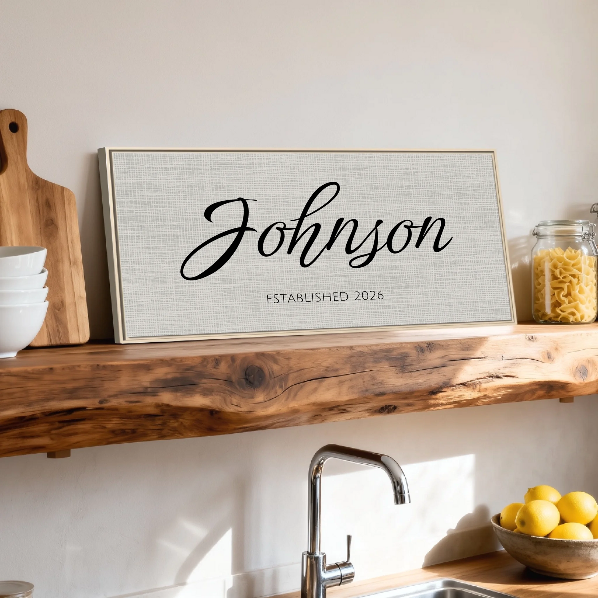 Shelf over kitchen sink natural framed wide format 2.1